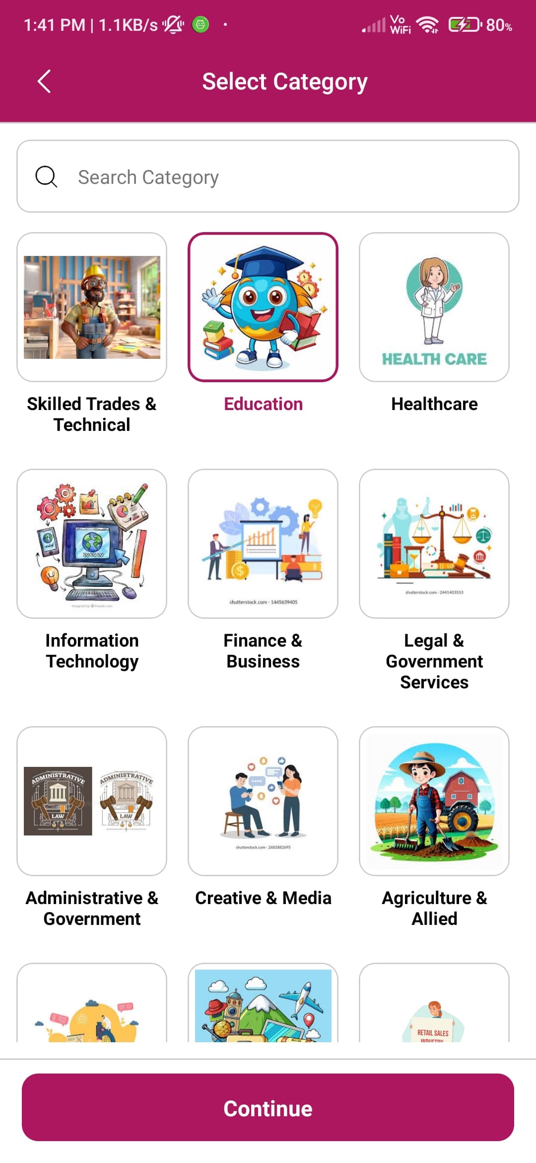 Select Your Service Category